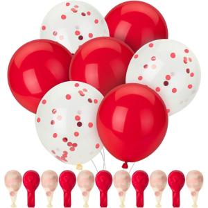 imageMr Pen Balloons 12 Inch 54 Pack Red ampamp Confetti Balloons for Birthday PartyRed  Confetti