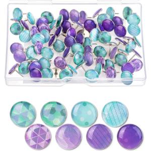imageMr Pen Decorative Push Pins 80 pcs 8 Unique DesignsSky Breeze Cute Push Pins for Bulletin Board Cute Thumb Tacks for Cork BoardPurple Style
