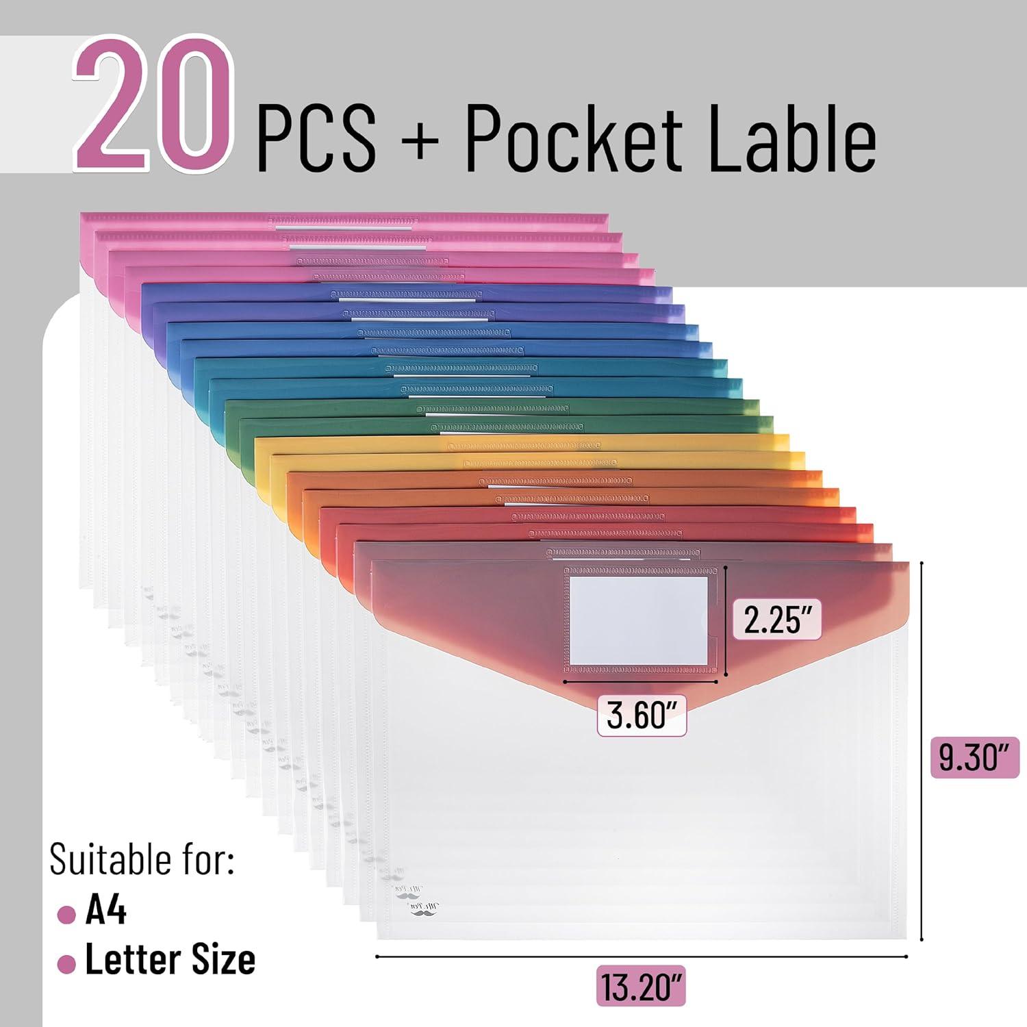 imageMr Pen Clear Plastic Envelopes with Snap Closure 30 Pack A4 Letter Size Colorful Flaps Clear Folders for Documents Plastic Envelopes for DocumentsMultiple Colors