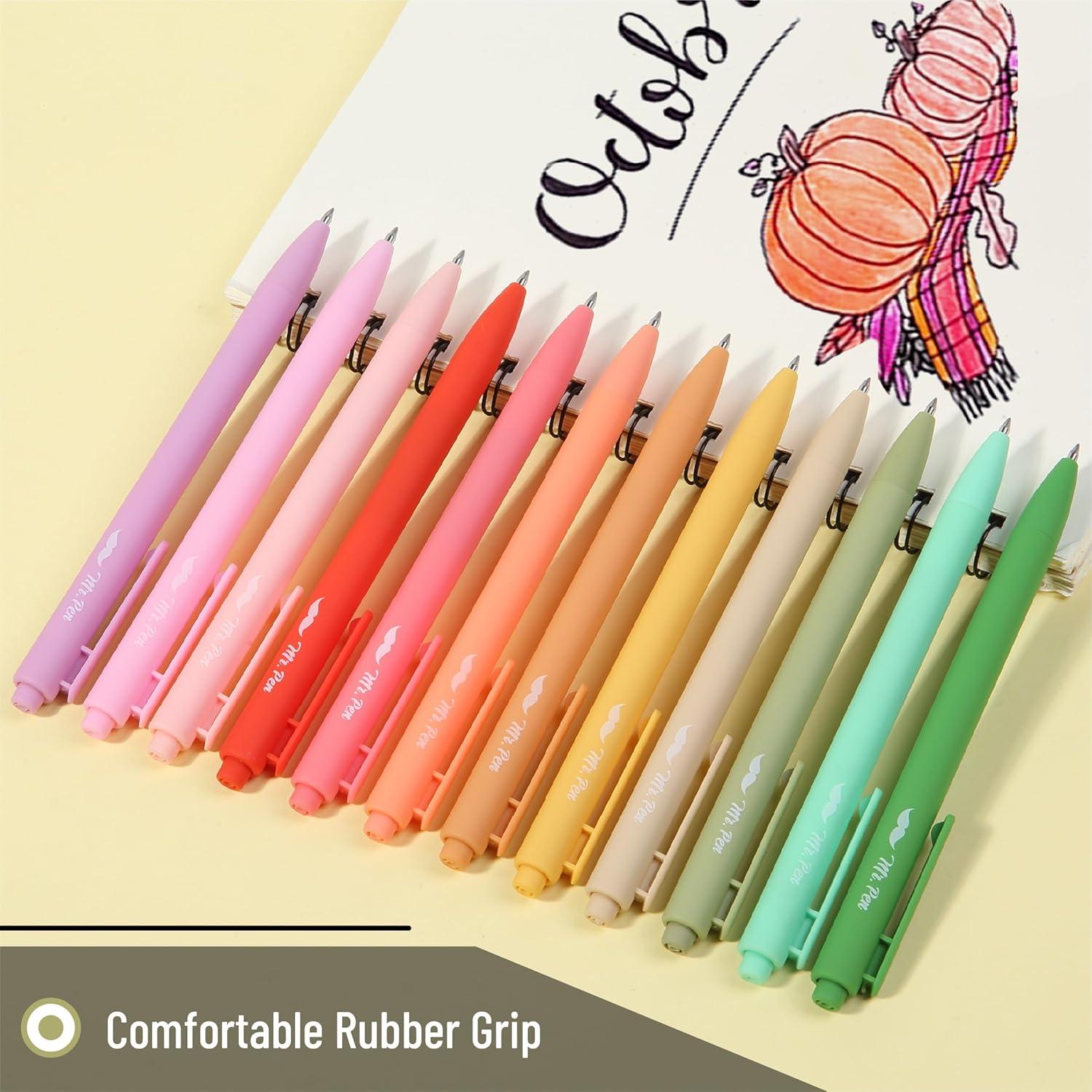 imageMr Pen Retractable Gel Pens for Journaling 12 Pack Assorted Color InkFloral Meadow Fast Dry Colorful ampamp Soft Grip Barrels Smooth Writing 05mm Fine Point Aesthetic Pens