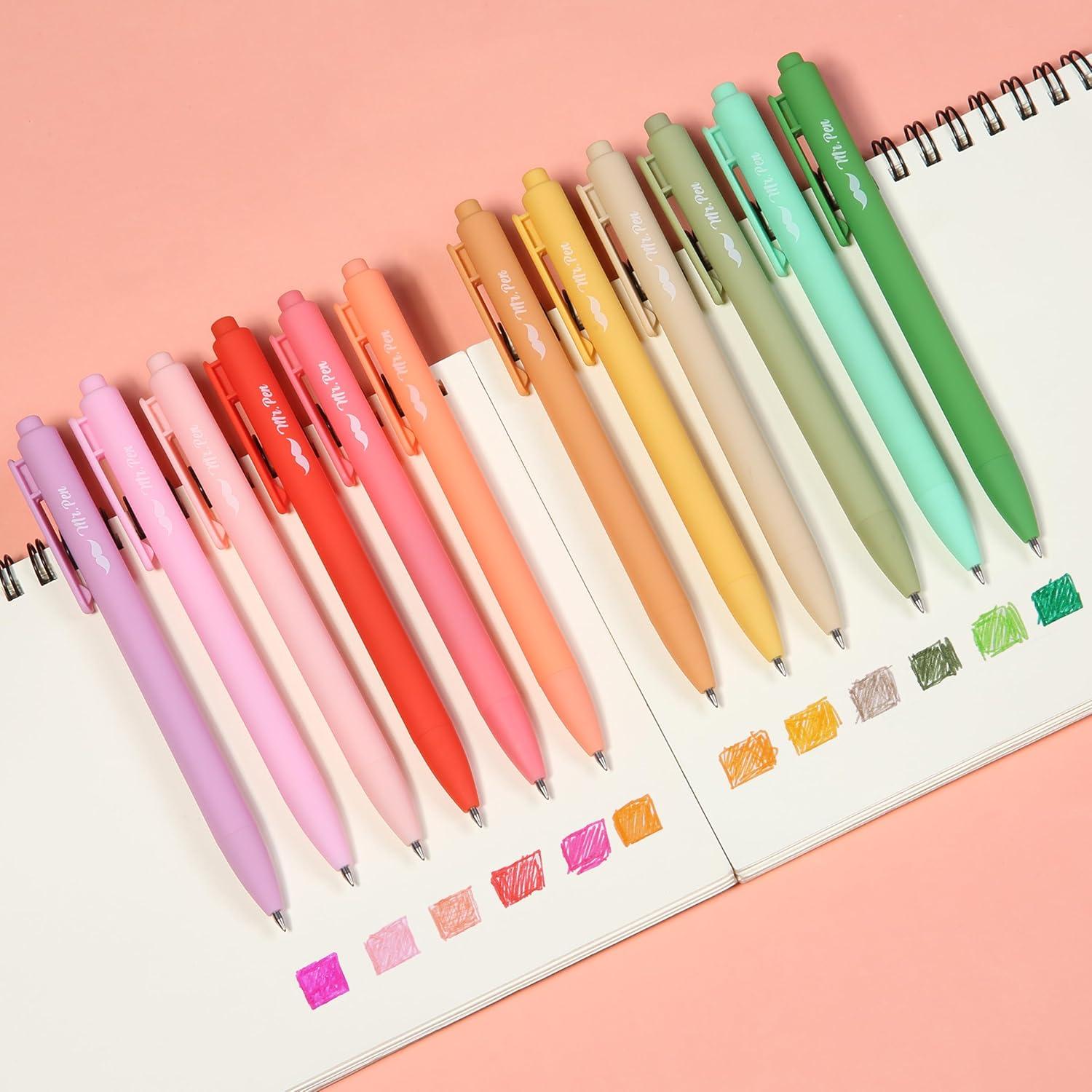 imageMr Pen Retractable Gel Pens for Journaling 12 Pack Assorted Color InkFloral Meadow Fast Dry Colorful ampamp Soft Grip Barrels Smooth Writing 05mm Fine Point Aesthetic Pens