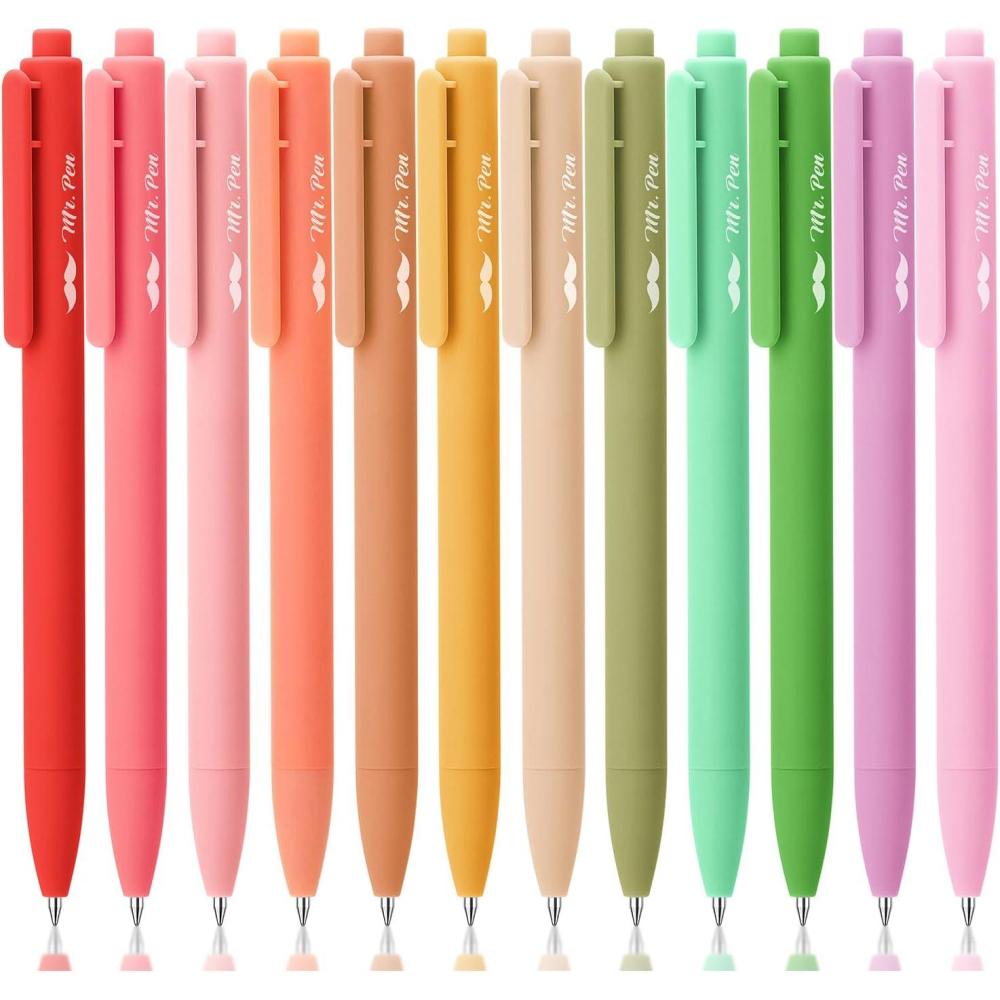 imageMr Pen Retractable Gel Pens for Journaling 12 Pack Assorted Color InkFloral Meadow Fast Dry Colorful ampamp Soft Grip Barrels Smooth Writing 05mm Fine Point Aesthetic Pens