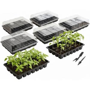 imageMr Pen Seed Starter Tray Kit 5 Pack Black Total 350Cells Seed Starter Kit with Humidity Domes