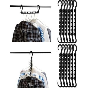 imageMr Pen Space Saving Hangers for Clothes 12 pcs Black Plastic Multi Clothes Hangers Space Saving 6 Slots 360 Rotating Hooks