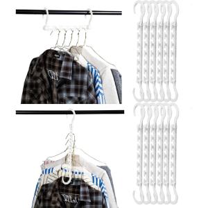 imageMr Pen Space Saving Hangers for Clothes 12 pcs White Plastic Multi Clothes Hangers Space Saving 6 Slots 360 Rotating Hooks
