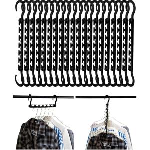imageMr Pen Space Saving Hangers for Clothes 20 pcs Black Plastic Multi Clothes Hangers Space Saving 6 Slots 360 Rotating Hooks