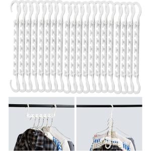 imageMr Pen Space Saving Hangers for Clothes 20 pcs White Plastic Multi Clothes Hangers Space Saving 6 Slots 360 Rotating Hooks
