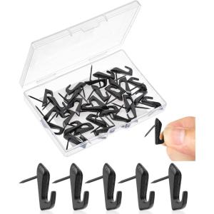 imageMr Pen Push Pin Hooks for Hanging Pictures 30 Pack Black Decorative Push Pins for Wall Tacks Wall Pins for Hanging and Bulletin Board