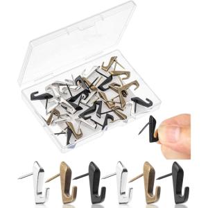 imageMr Pen Push Pin Hooks for Hanging Pictures 30 Pack Decorative Push Pins for Wall Tacks Wall Pins for Hanging and Bulletin Board SilverBronzeBlack