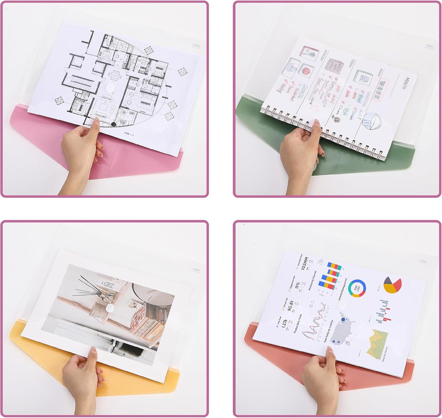 imageMr Pen Clear Plastic Envelopes 10 Pack A4 Letter Size Colorful Clear Folders for Documents Plastic Envelopes for DocumentsMultiple Colors