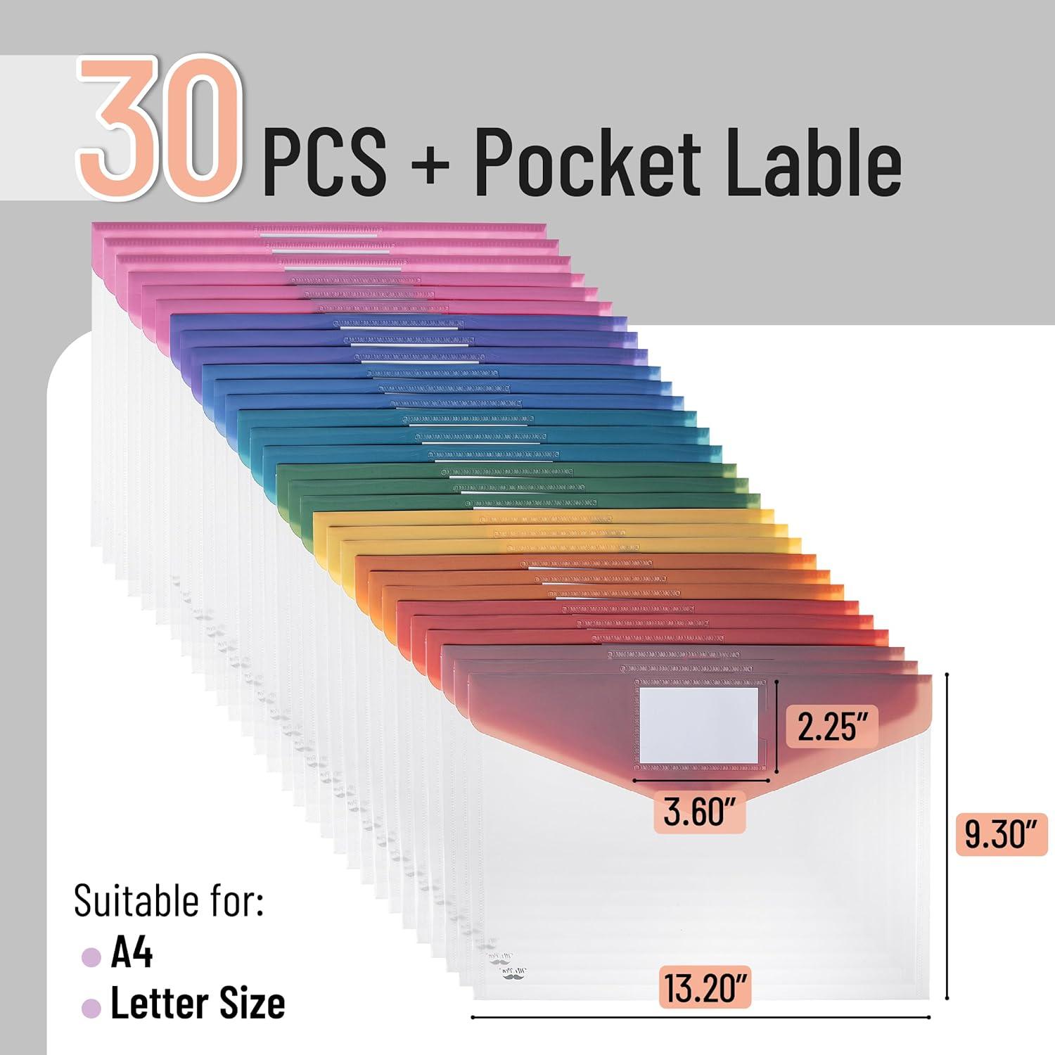 imageMr Pen Clear Plastic Envelopes 10 Pack A4 Letter Size Colorful Clear Folders for Documents Plastic Envelopes for DocumentsMultiple Colors