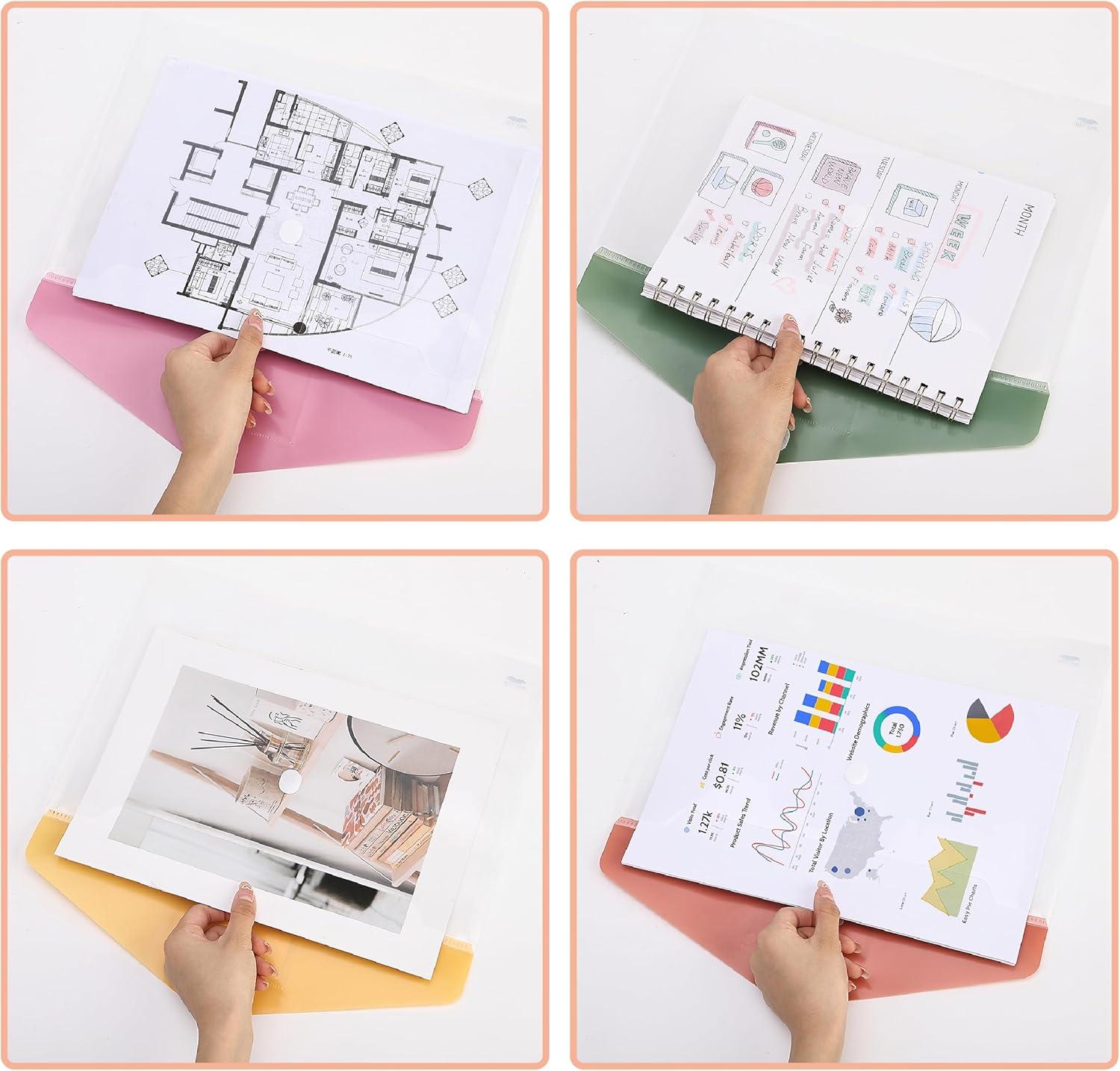 imageMr Pen Clear Plastic Envelopes 10 Pack A4 Letter Size Colorful Clear Folders for Documents Plastic Envelopes for DocumentsMultiple Colors