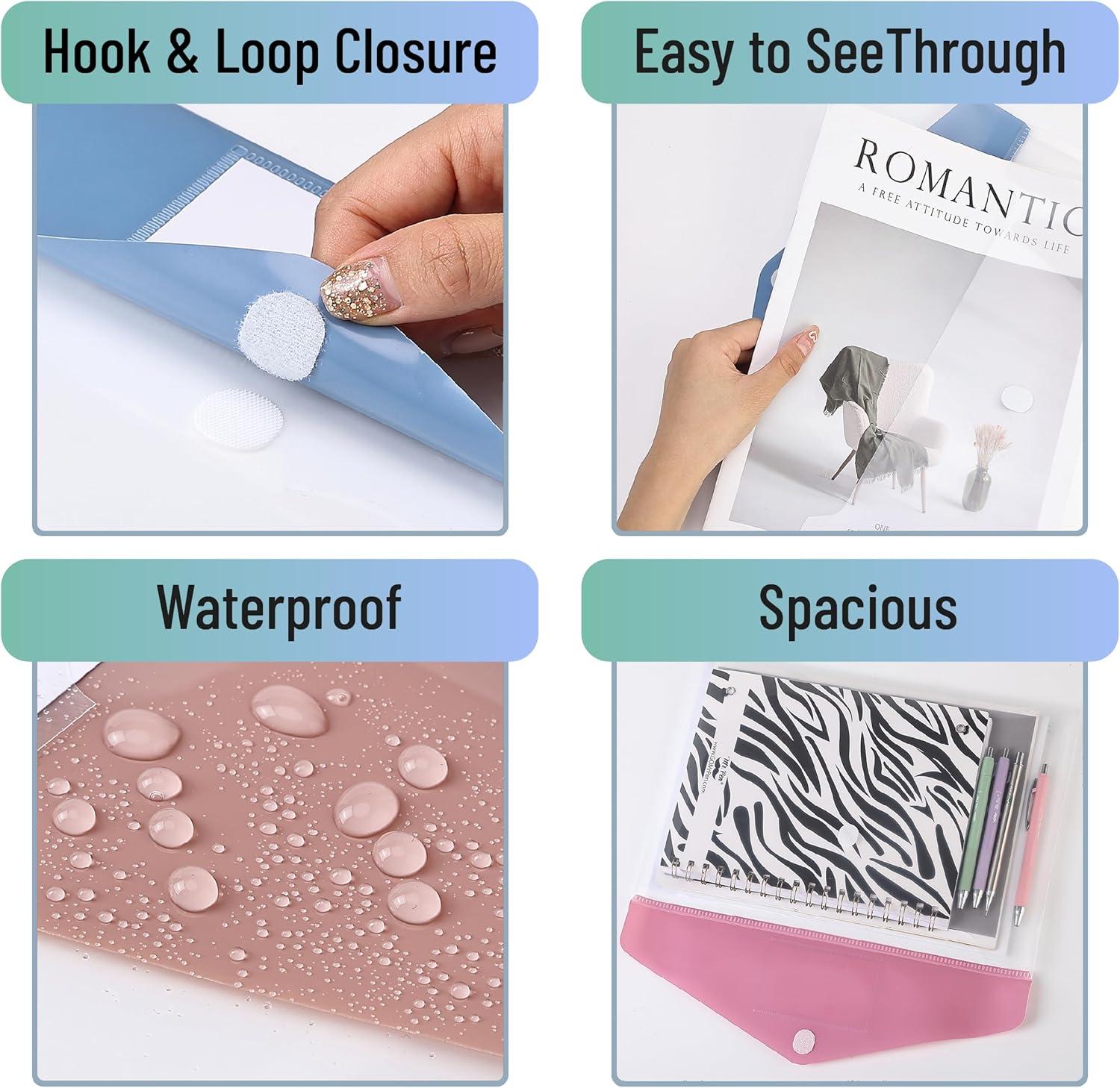 imageMr Pen Clear Plastic Envelopes 10 Pack A4 Letter Size Colorful Clear Folders for Documents Plastic Envelopes for DocumentsMultiple Colors