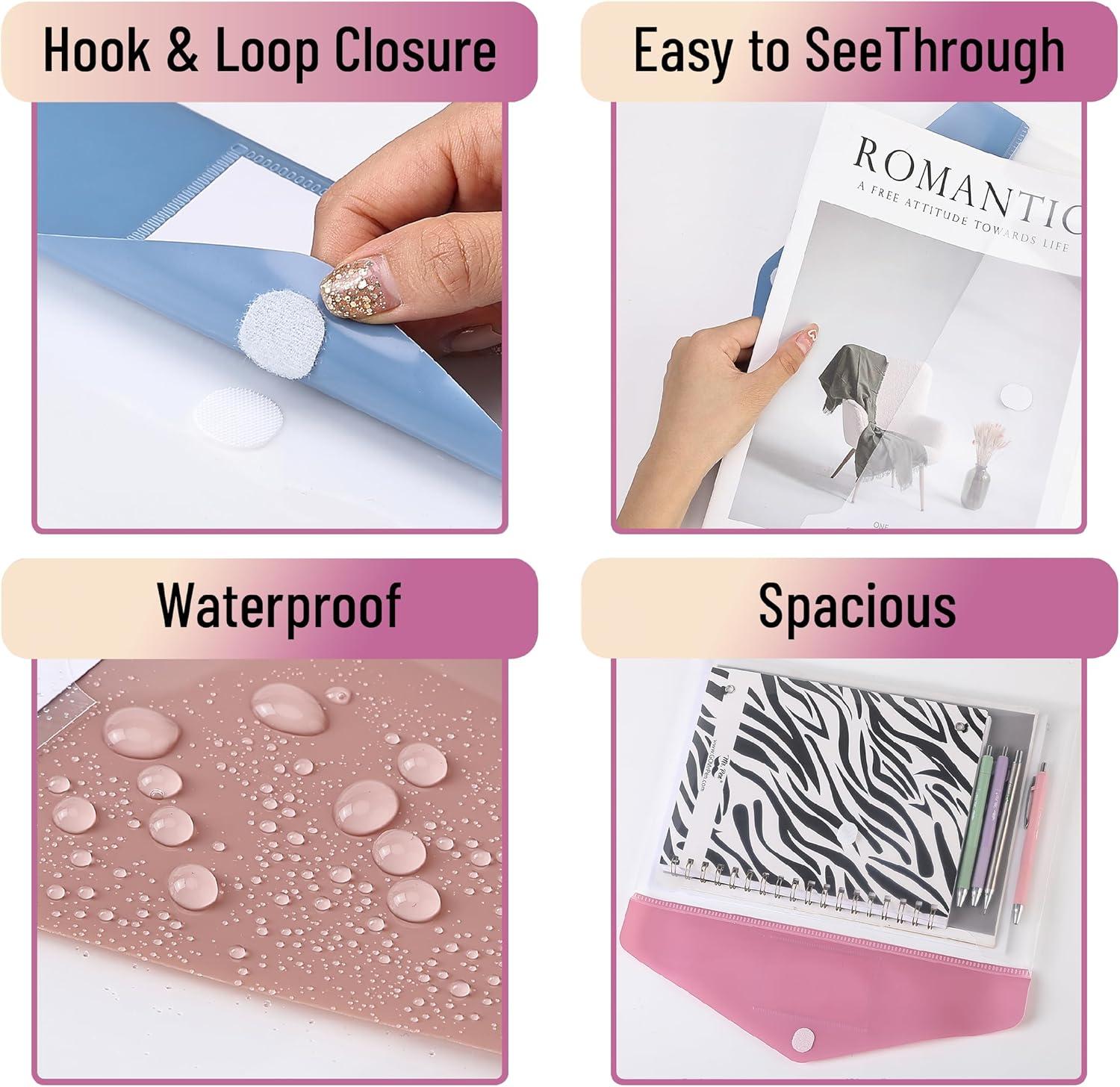 imageMr Pen Clear Plastic Envelopes 10 Pack A4 Letter Size Colorful Clear Folders for Documents Plastic Envelopes for DocumentsMultiple Colors