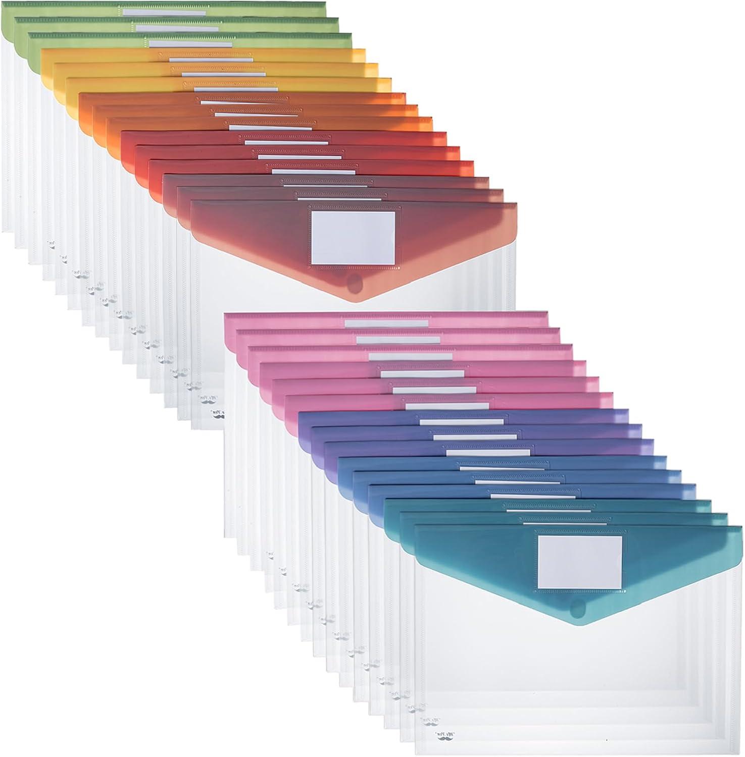 imageMr Pen Clear Plastic Envelopes 10 Pack A4 Letter Size Colorful Clear Folders for Documents Plastic Envelopes for DocumentsMultiple Colors