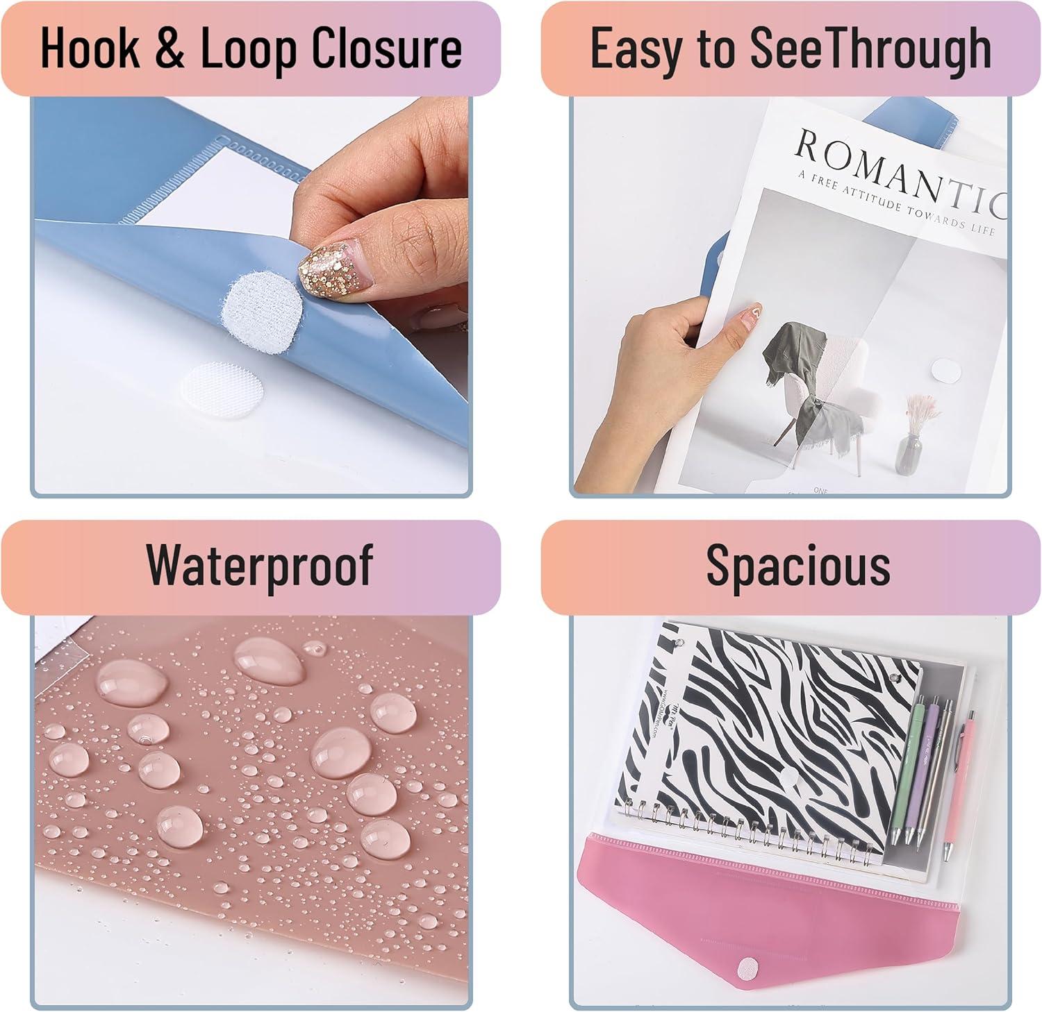 imageMr Pen Clear Plastic Envelopes 10 Pack A4 Letter Size Colorful Clear Folders for Documents Plastic Envelopes for DocumentsMultiple Colors