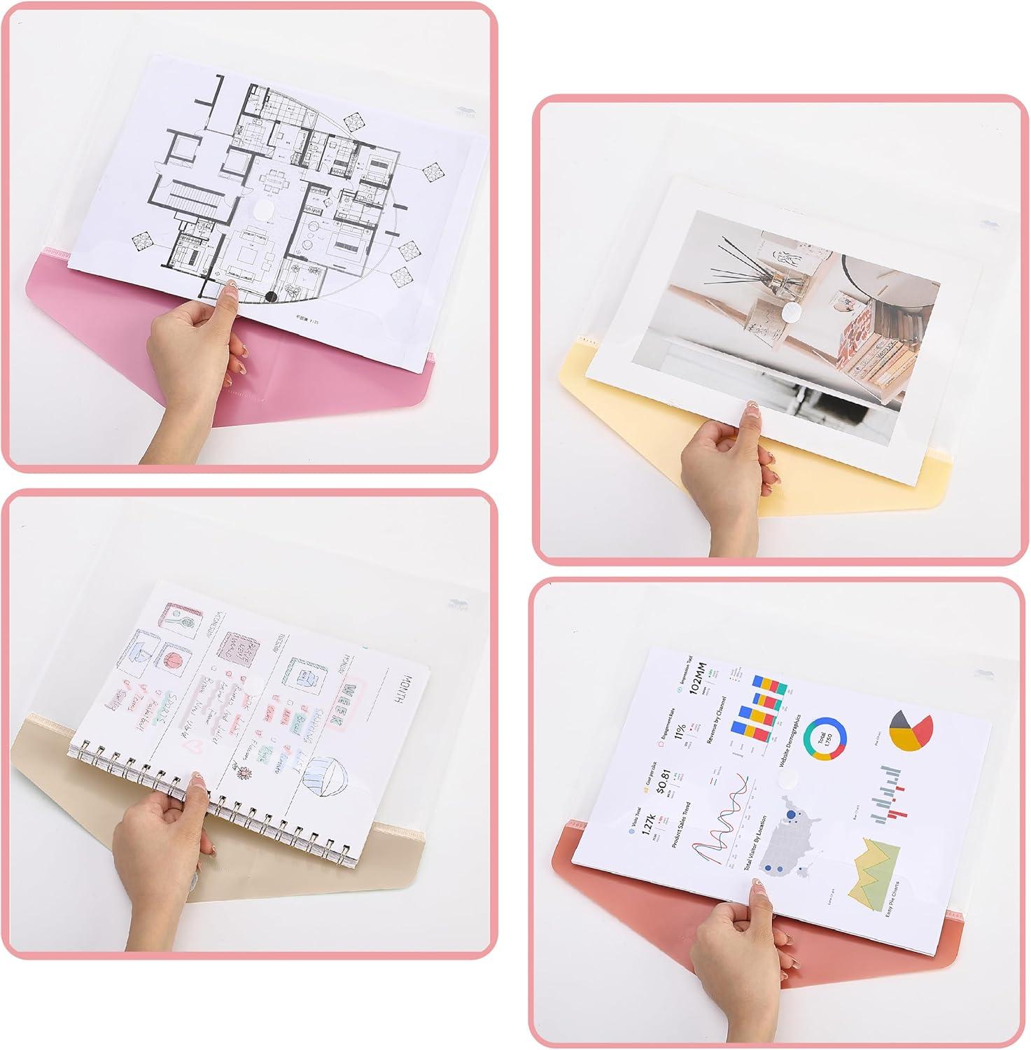imageMr Pen Clear Plastic Envelopes 10 Pack A4 Letter Size Colorful Clear Folders for Documents Plastic Envelopes for DocumentsRosy Ember
