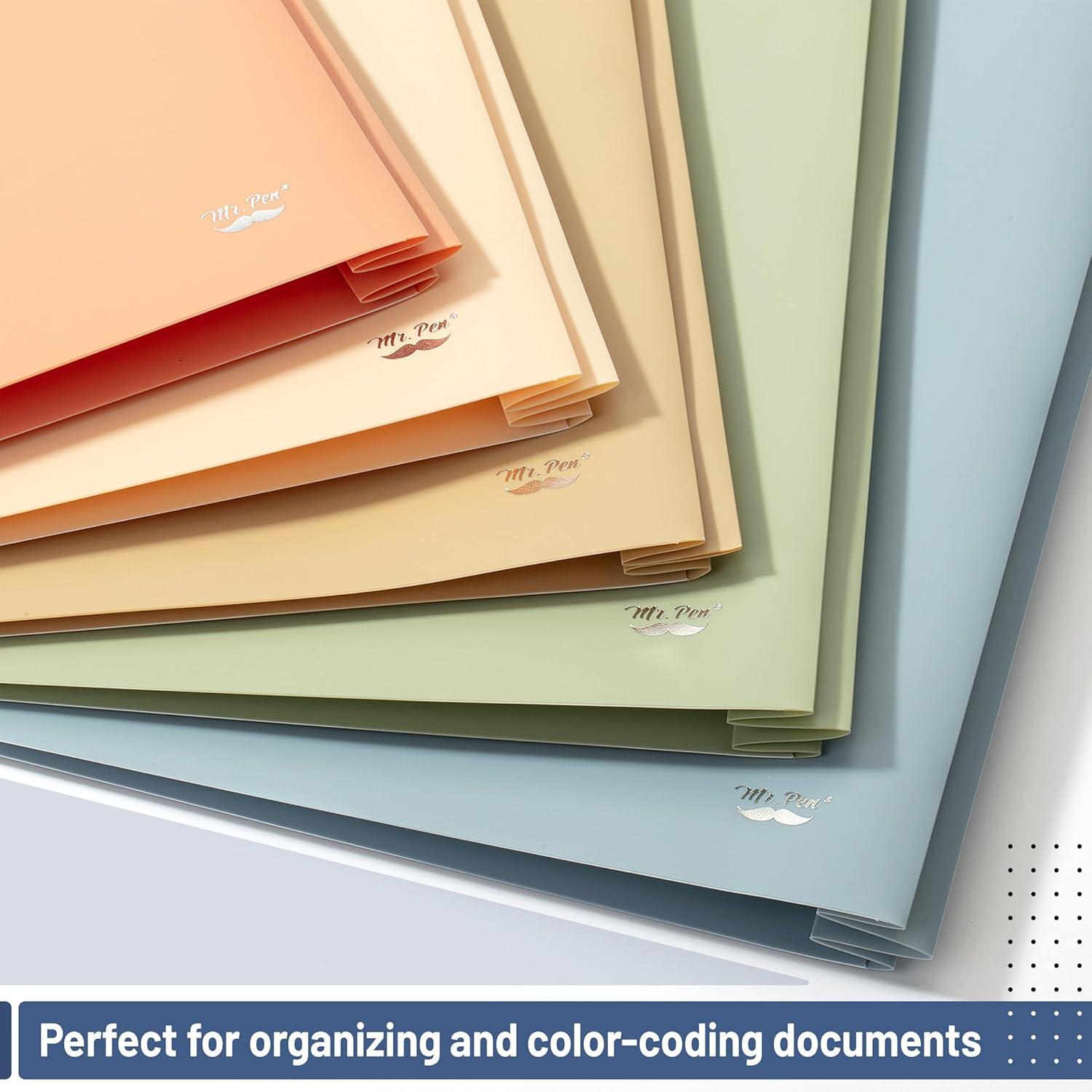 Mr. Pen- Plastic Folders with Pockets and Prongs, 5 Pack, Letter Size ...