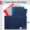 imageMr Pen Plastic Folders with Pockets 5 pcs Creamy Serenity 2 Pocket Folders PlasticCoral Waves