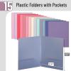 imageMr Pen Plastic Folders with Pockets 5 pcs Creamy Serenity 2 Pocket Folders PlasticLavender Fields