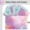 imageMr Pen Plastic Folders with Pockets 5 pcs Creamy Serenity 2 Pocket Folders PlasticMarble