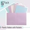 imageMr Pen Plastic Folders with Pockets 5 pcs Creamy Serenity 2 Pocket Folders PlasticPastel Colors