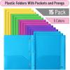 imageMr Pen Plastic Folders with Pockets and Prongs 5 Pack Letter Size Green Shades Flexible Plastic Folders with ProngsBright Colors