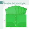imageMr Pen Plastic Folders with Pockets and Prongs 5 Pack Letter Size Green Shades Flexible Plastic Folders with ProngsGreen