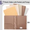 imageMr Pen Plastic Folders with Pockets and Prongs 5 Pack Letter Size Green Shades Flexible Plastic Folders with ProngsNatural Colors