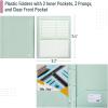 imageMr Pen Plastic Folders with Pockets and Prongs 5 Pack Letter Size Green Shades Flexible Plastic Folders with ProngsPastel Colors  Organizational Sheets