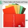 imageMr Pen Plastic Folders with Pockets and Prongs 5 Pack Letter Size Green Shades Flexible Plastic Folders with ProngsRetro Colors