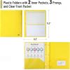 imageMr Pen Plastic Folders with Pockets and Prongs 5 Pack Letter Size Green Shades Flexible Plastic Folders with ProngsYellow  Organizational Sheets