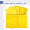 imageMr Pen Plastic Folders with Pockets and Prongs 5 Pack Letter Size Green Shades Flexible Plastic Folders with ProngsYellow