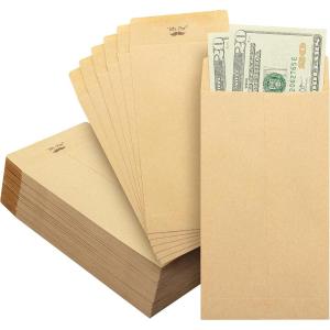 imageMr Pen Money Envelopes for Cash 65quot x 35quot 100 Pack Gold Kraft Paper Cash Envelopes for MoneyBrown