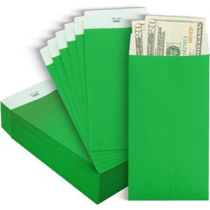 imageMr Pen Money Envelopes for Cash 65quot x 35quot 100 Pack Gold Kraft Paper Cash Envelopes for MoneyGreen