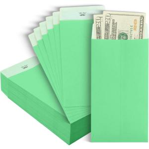 imageMr Pen Money Envelopes for Cash 65quot x 35quot 100 Pack Gold Kraft Paper Cash Envelopes for MoneyMint Green