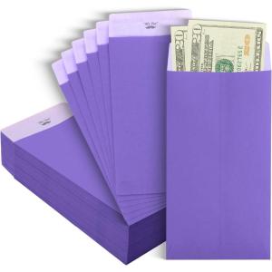 imageMr Pen Money Envelopes for Cash 65quot x 35quot 100 Pack Gold Kraft Paper Cash Envelopes for MoneyPastel Purple