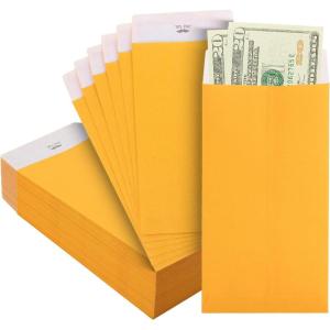 imageMr Pen Money Envelopes for Cash 65quot x 35quot 100 Pack Gold Kraft Paper Cash Envelopes for MoneyYellow