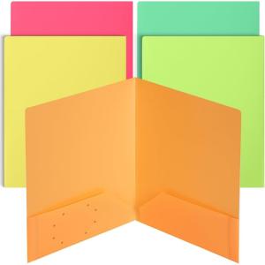 imageMr Pen Plastic Folders with Pockets 5 pcs Creamy Serenity 2 Pocket Folders PlasticFlower Stalk