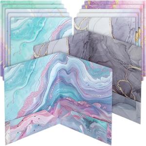 imageMr Pen Plastic Folders with Pockets 5 pcs Creamy Serenity 2 Pocket Folders PlasticMarble