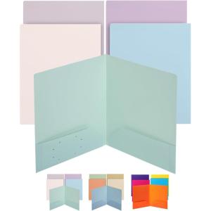 imageMr Pen Plastic Folders with Pockets 5 pcs Creamy Serenity 2 Pocket Folders PlasticPastel Colors