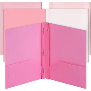 imageMr Pen Plastic Folders with Pockets and Prongs 5 Pack Letter Size Green Shades Flexible Plastic Folders with ProngsDusty Rose