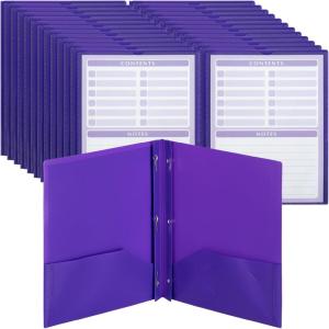 imageMr Pen Plastic Folders with Pockets and Prongs 5 Pack Letter Size Green Shades Flexible Plastic Folders with ProngsPurple  Organizational Sheets
