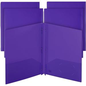 imageMr Pen Plastic Folders with Pockets and Prongs 5 Pack Letter Size Green Shades Flexible Plastic Folders with ProngsPurple