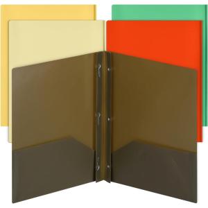 imageMr Pen Plastic Folders with Pockets and Prongs 5 Pack Letter Size Green Shades Flexible Plastic Folders with ProngsRetro Colors
