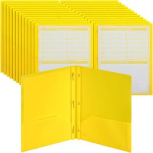 imageMr Pen Plastic Folders with Pockets and Prongs 5 Pack Letter Size Green Shades Flexible Plastic Folders with ProngsYellow  Organizational Sheets