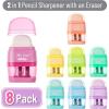 imageMr Pen Pencil Sharpener ampamp Eraser 8 Pack Bright Colors 2 Sharpening Holes Handheld Pencil SharpenerPastel Colors