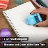 imageMr Pen Pencil Sharpener ampamp Eraser 8 Pack Bright Colors 2 Sharpening Holes Handheld Pencil SharpenerPastel Colors