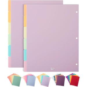 imageMr Pen 3 Ring Binder Dividers with Tabs 2 Sets 6 PackSet Letter Size Forest Theme Plastic 6 Tab Dividers for 3 Ring Binder with 12 pcs LabelsPastel