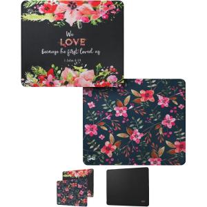 imageMr Pen Mouse Pad 125quotx 105quot 2 Pack Black Pattern Laptop and Computer Mouse Pad Gaming AntiSlip Rubber BaseFloral